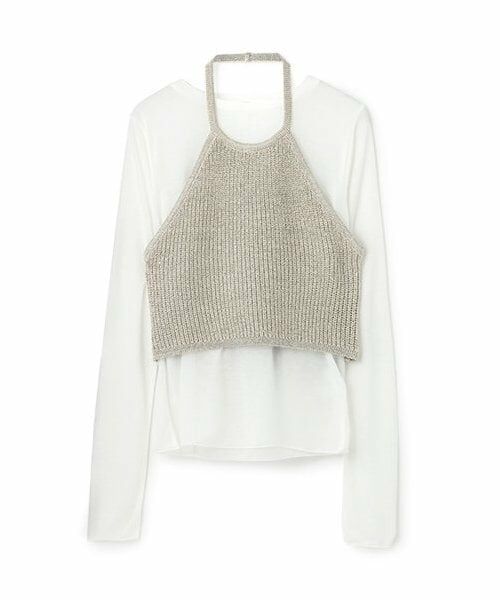 LUKU nari / ルクナーリ Tシャツ | シアーT*ラメビスチェセット（ゴールド）