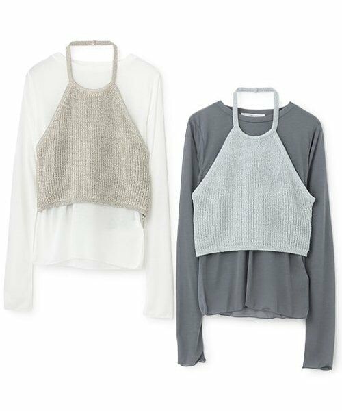 LUKU nari / ルクナーリ Tシャツ | シアーT*ラメビスチェセット | 詳細7