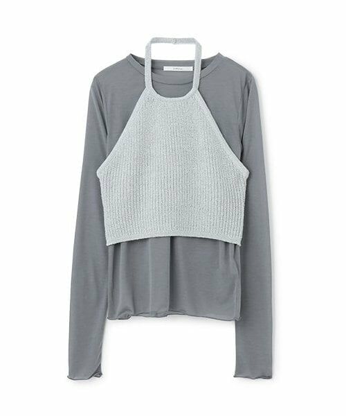 LUKU nari / ルクナーリ Tシャツ | シアーT*ラメビスチェセット（シルバー）