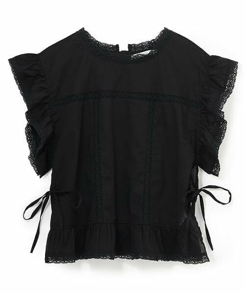 LUKU nari / ルクナーリ シャツ・ブラウス | コットンレースブラウス（黒）