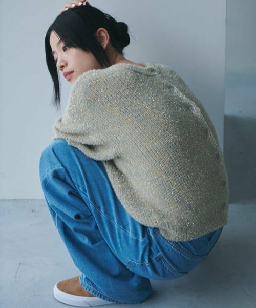 LUKU nari / ルクナーリ ニット・セーター | ラメニットカーディガン | 詳細1