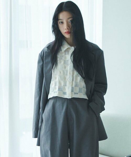 LUKU nari / ルクナーリ ブルゾン | TRバックオープンテーラードJK（グレー）