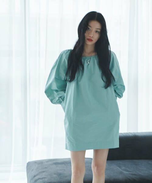 LUKU nari / ルクナーリ ミニ丈・ひざ丈ワンピース | ボリューム袖ミニワンピース（ターコ）