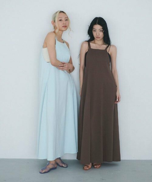 LUKU nari / ルクナーリ ミニ丈・ひざ丈ワンピース | カットキャミワンピース（サックス）