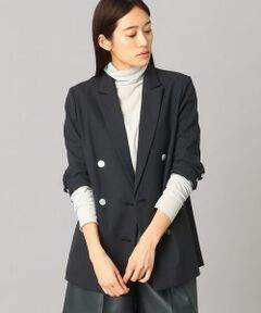 【セットアップ対応】綿麻ポリエステルストレッチ ダブルブレストジャケット