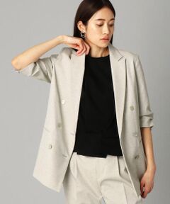 【セットアップ対応】綿麻ポリエステルストレッチ ダブルブレストジャケット