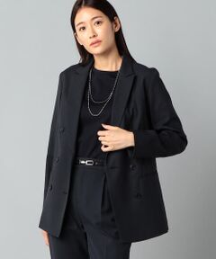 【セットアップ対応】綿麻ポリエステルオックスストレッチ ダブルブレストジャケット