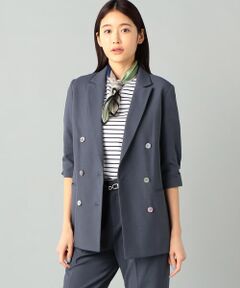 【セットアップ対応】綿麻ポリエステルストレッチ ダブルブレストジャケット