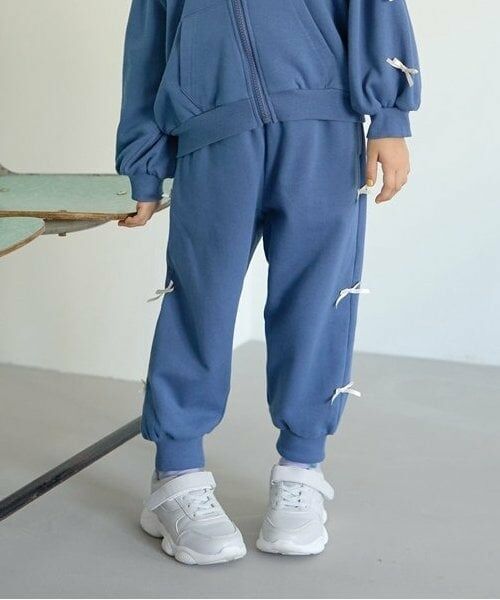 Lycee mine / リセマイン その他パンツ | 【毛玉バイバイ】リボン付き裾リブスウェット（インク ブルー）