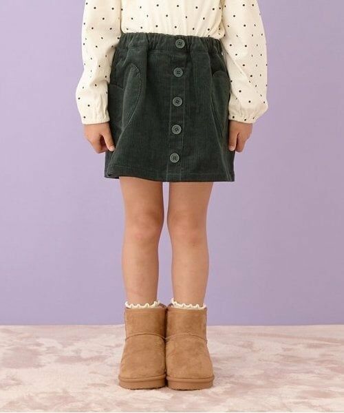 Lycee mine / リセマイン ショート・ハーフ・半端丈パンツ | ハートポケットコーデュロイスカパン（モス グリーン）