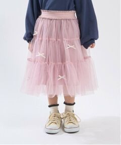 Lycee mine / リセマイン ミニ・ひざ丈スカート | 【新色追加】リボン付きティアードチュールスカート
