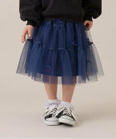 Lycee mine / リセマイン ミニ・ひざ丈スカート | 【新色追加】リボン付きティアードチュールスカート