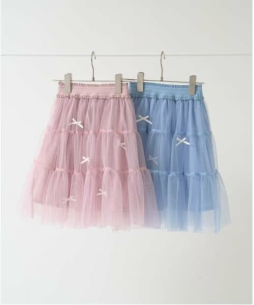 Lycee mine / リセマイン ミニ・ひざ丈スカート | 【新色追加】リボン付きティアードチュールスカート | 詳細2