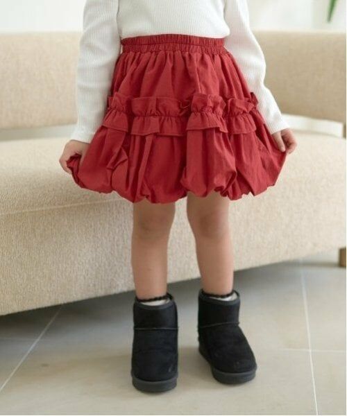 Lycee mine / リセマイン ミニ・ひざ丈スカート | フリル付きバルーンスカート（ディープ レッド）