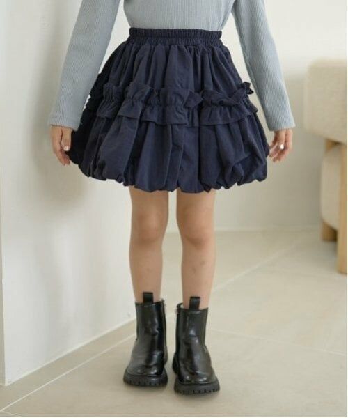 Lycee mine / リセマイン ミニ・ひざ丈スカート | フリル付きバルーンスカート（紺）