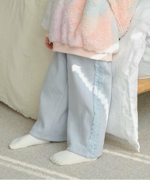 Lycee mine / リセマイン その他パンツ | 【毛玉バイバイ裏起毛裏毛】サイドフリルワイドシルエットスウェットパンツ（ブルーグレー）