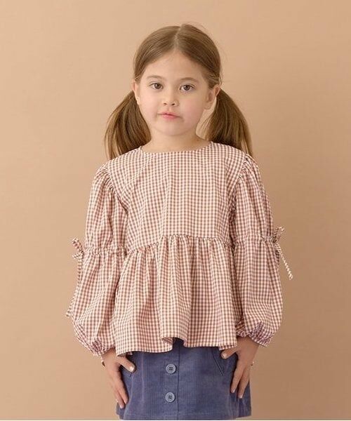 Lycee mine / リセマイン シャツ・ブラウス | ボリュームたっぷりペプラムブラウス（茶）