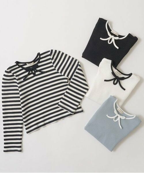 Lycee mine / リセマイン Tシャツ | 【ミニ丈】バイカラーテレコトップス | 詳細1