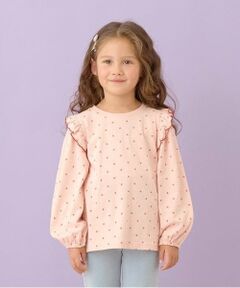 Lycee mine / リセマイン Tシャツ | 【型崩れしないやわらかコットン】フリル付きボリュームスリーブ総柄Tシャツ