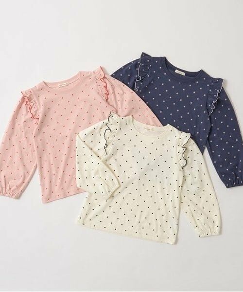 Lycee mine / リセマイン Tシャツ | 【型崩れしないやわらかコットン】フリル付きボリュームスリーブ総柄Tシャツ | 詳細1