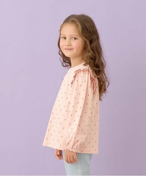 Lycee mine / リセマイン Tシャツ | 【型崩れしないやわらかコットン】フリル付きボリュームスリーブ総柄Tシャツ | 詳細11