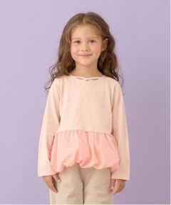 Lycee mine / リセマイン Tシャツ | 【型崩れしないやわらかコットン】デザインネックバルーンペプラムTシャツ