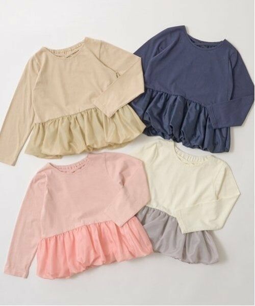 Lycee mine / リセマイン Tシャツ | 【型崩れしないやわらかコットン】デザインネックバルーンペプラムTシャツ | 詳細1