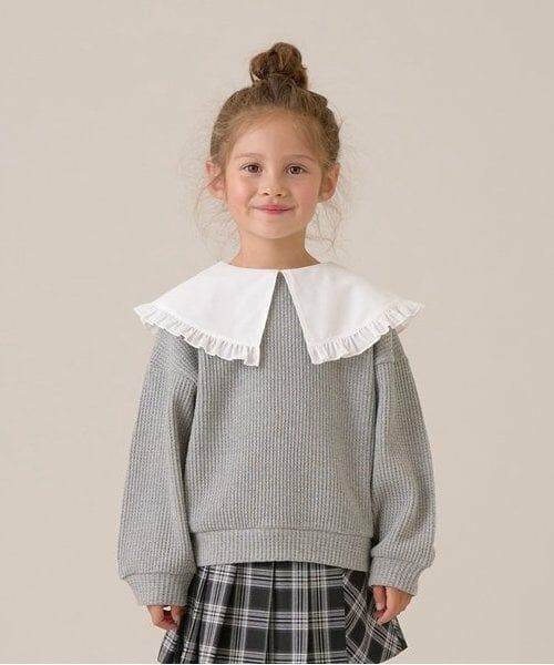 Lycee mine / リセマイン スウェット | 【ふわふワッフル】フリル衿付きトップス（トップ グレー）