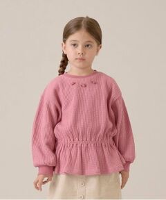 Lycee mine / リセマイン スウェット | 【ふわふワッフル】お花付きペプラムトップス