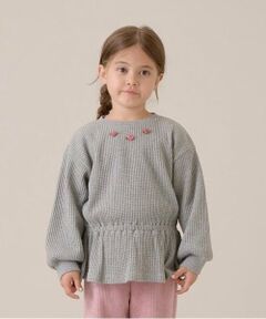 Lycee mine / リセマイン スウェット | 【ふわふワッフル】お花付きペプラムトップス