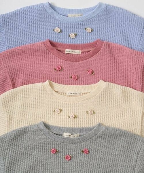 Lycee mine / リセマイン スウェット | 【ふわふワッフル】お花付きペプラムトップス | 詳細5