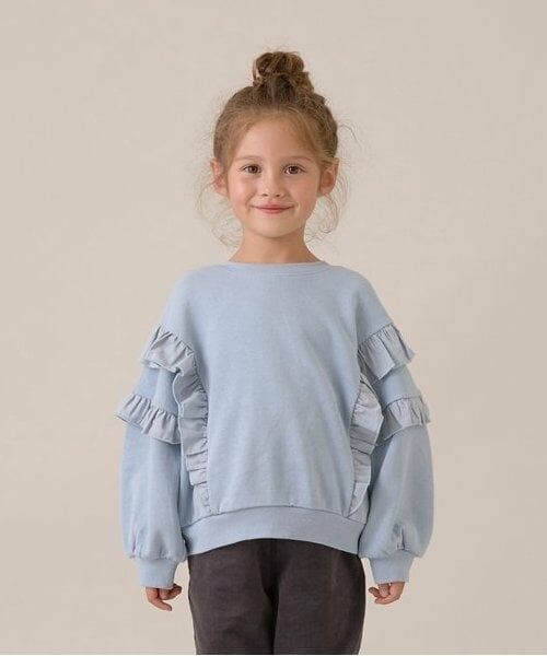 Lycee mine / リセマイン スウェット | 【毛玉バイバイ裏毛】【どちらが前でもOK!】フリルスウェット（ブルー グレー）