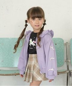 Lycee mine / リセマイン パーカー | 【毛玉バイバイ裏毛】リボン付きフリルジップパーカ