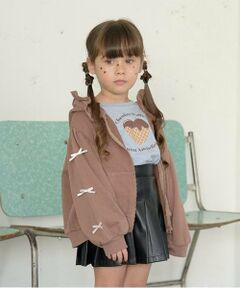 Lycee mine / リセマイン パーカー | 【毛玉バイバイ裏毛】リボン付きフリルジップパーカ