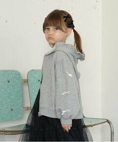 Lycee mine / リセマイン パーカー | 【毛玉バイバイ裏毛】リボン付きフリルジップパーカ
