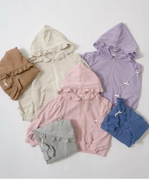 Lycee mine / リセマイン パーカー | 【毛玉バイバイ裏毛】リボン付きフリルジップパーカ | 詳細1