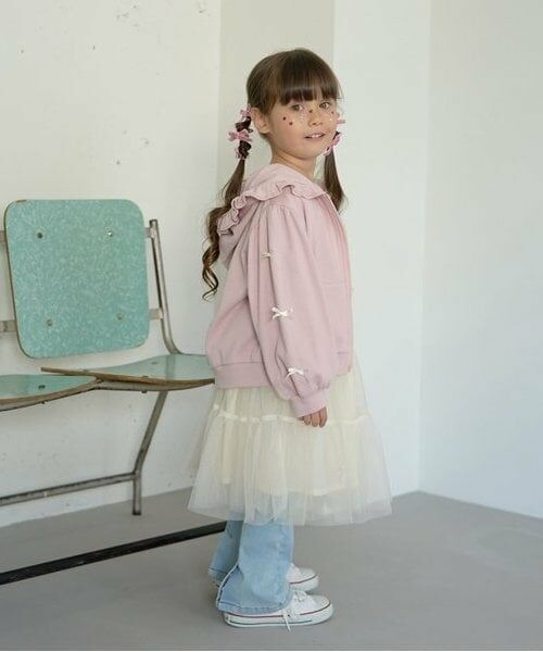 Lycee mine / リセマイン パーカー | 【毛玉バイバイ裏毛】リボン付きフリルジップパーカ | 詳細8