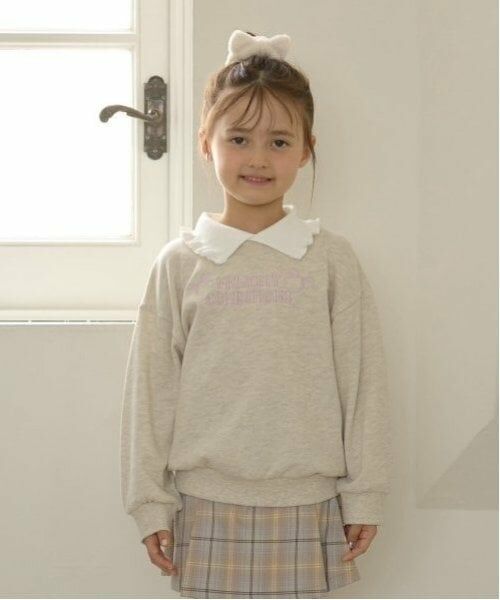 Lycee mine / リセマイン スウェット | 【毛玉バイバイ裏毛】フリル衿付きロゴ刺しゅうスウェット（オートミール）