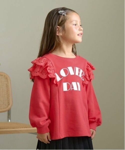 Lycee mine / リセマイン スウェット | 【毛玉バイバイ裏毛】コットンレース付きAラインスウェット（赤）