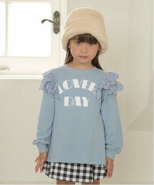 Lycee mine / リセマイン スウェット | 【毛玉バイバイ裏毛】コットンレース付きAラインスウェット（ブルー グレー）