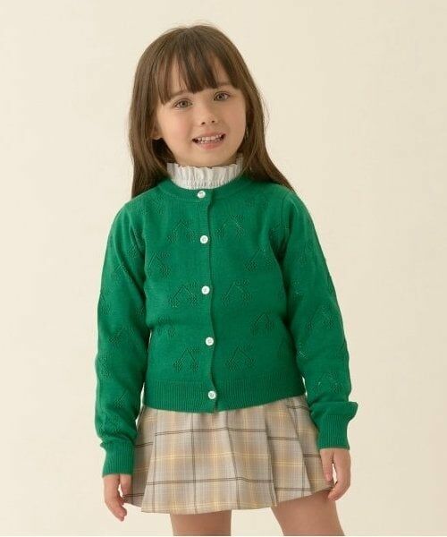 Lycee mine / リセマイン カーディガン・ボレロ | チェリー柄編みカーディガン（グリーン）