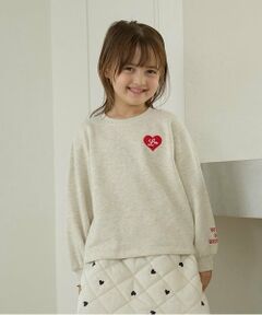 Lycee mine / リセマイン スウェット | 【毛玉バイバイ裏起毛裏毛】ハート刺しゅうボリュームスリーブスウェット