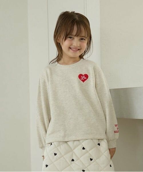 Lycee mine / リセマイン スウェット | 【毛玉バイバイ裏起毛裏毛】ハート刺しゅうボリュームスリーブスウェット（オートミール）