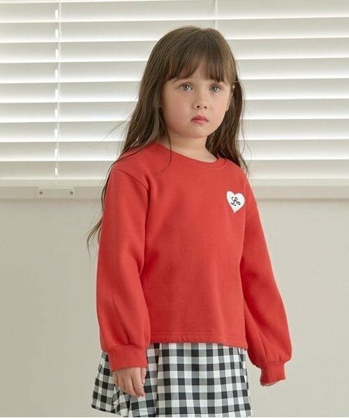 Lycee mine / リセマイン スウェット | 【毛玉バイバイ裏起毛裏毛】ハート刺しゅうボリュームスリーブスウェット（赤）