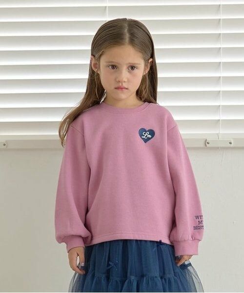 Lycee mine / リセマイン スウェット | 【毛玉バイバイ裏起毛裏毛】ハート刺しゅうボリュームスリーブスウェット（モデレートピンク）