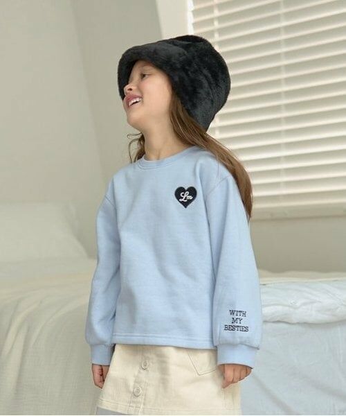Lycee mine / リセマイン スウェット | 【毛玉バイバイ裏起毛裏毛】ハート刺しゅうボリュームスリーブスウェット（ブルーグレー）