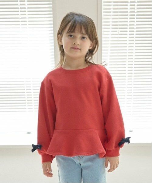 Lycee mine / リセマイン スウェット | 【毛玉バイバイ裏起毛裏毛】アソートリボン付きガーリートップス(赤)