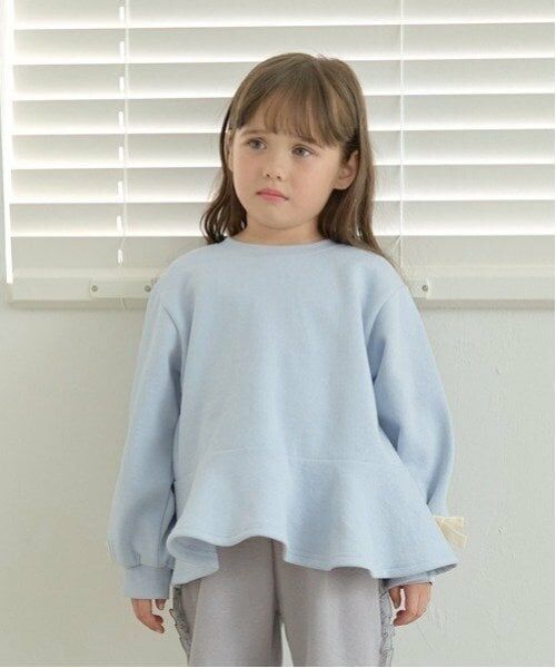 Lycee mine / リセマイン スウェット | 【毛玉バイバイ裏起毛裏毛】アソートリボン付きガーリートップス(ブルーグレー)