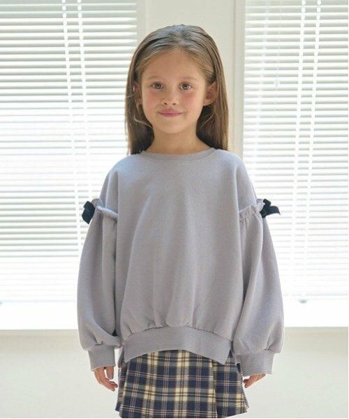 Lycee mine / リセマイン スウェット | 【毛玉バイバイ裏起毛裏毛】アソートリボン付きガーリートップス(シルバーグレー)