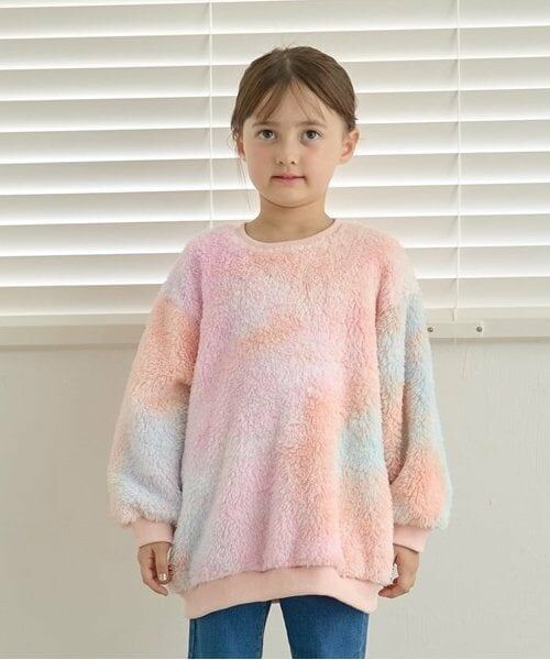 Lycee mine / リセマイン スウェット | 【ふわふわボア】タイダイ染めチュニック丈トップス（オレンジ）